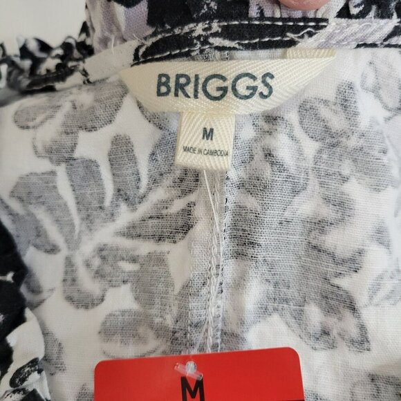 Briggs Tropical Linen Blend Shift Dress Black White Pullover V Neck Sleeveless - Picture 6 of 9